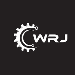 WRJ letter technology logo design on black background. WRJ creative initials letter IT logo concept. WRJ setting shape design.
