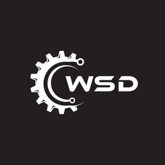 WSD letter technology logo design on black background. WSD creative initials letter IT logo concept. WSD setting shape design.
