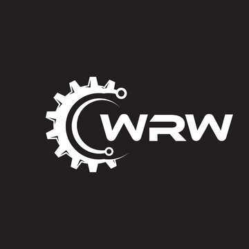 WRW letter technology logo design on black background. WRW creative initials letter IT logo concept. WRW setting shape design.
