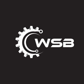 WSB letter technology logo design on black background. WSB creative initials letter IT logo concept. WSB setting shape design.

