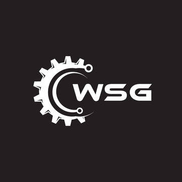 WSG letter technology logo design on black background. WSG creative initials letter IT logo concept. WSG setting shape design.
