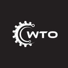 WTO letter technology logo design on black background. WTO creative initials letter IT logo concept. WTO setting shape design.
