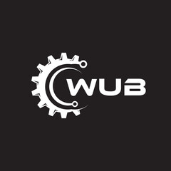WUB letter technology logo design on black background. WUB creative initials letter IT logo concept. WUB setting shape design.
