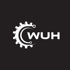 WUH letter technology logo design on black background. WUH creative initials letter IT logo concept. WUH setting shape design.

