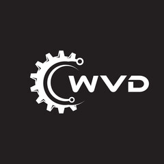 WVD letter technology logo design on black background. WVD creative initials letter IT logo concept. WVD setting shape design.

