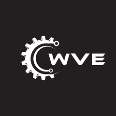 WVE letter technology logo design on black background. WVE creative initials letter IT logo concept. WVE setting shape design.

