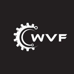 WVF letter technology logo design on black background. WVF creative initials letter IT logo concept. WVF setting shape design.

