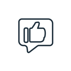 Message icon with like sign isolated on white background.  Rating symbol for web and mobile applications.