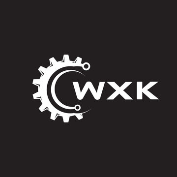 WXK letter technology logo design on black background. WXK creative initials letter IT logo concept. WXK setting shape design.
