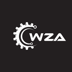 WZA letter technology logo design on black background. WZA creative initials letter IT logo concept. WZA setting shape design.
