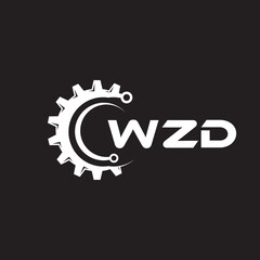 WZD letter technology logo design on black background. WZD creative initials letter IT logo concept. WZD setting shape design.
