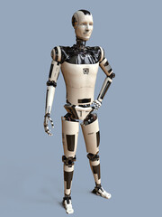 Fototapeta premium Futuristic humanoid robot, 3D illustration