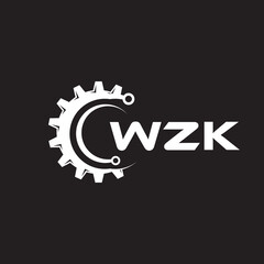 WZK letter technology logo design on black background. WZK creative initials letter IT logo concept. WZK setting shape design.
