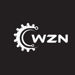 WZN letter technology logo design on black background. WZN creative initials letter IT logo concept. WZN setting shape design.

