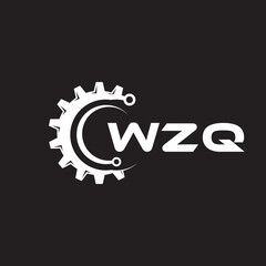 WZQ letter technology logo design on black background. WZQ creative initials letter IT logo concept. WZQ setting shape design.
