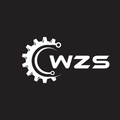WZS letter technology logo design on black background. WZS creative initials letter IT logo concept. WZS setting shape design.
