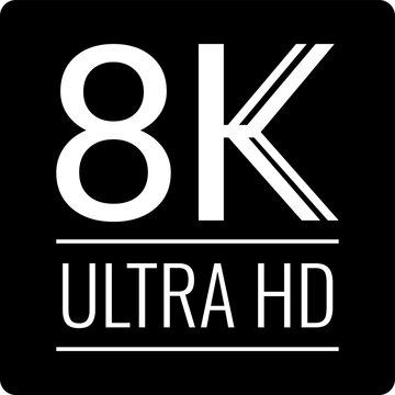 8k ultra hd black icon
