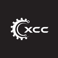 XCC letter technology logo design on black background. XCC creative initials letter IT logo concept. XCC setting shape design.
