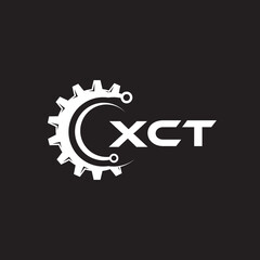XCT letter technology logo design on black background. XCT creative initials letter IT logo concept. XCT setting shape design.
