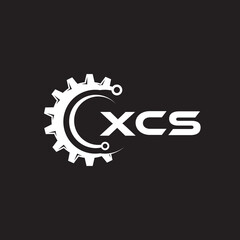 XCS letter technology logo design on black background. XCS creative initials letter IT logo concept. XCS setting shape design.
