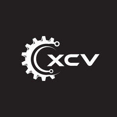 XCV letter technology logo design on black background. XCV creative initials letter IT logo concept. XCV setting shape design.
