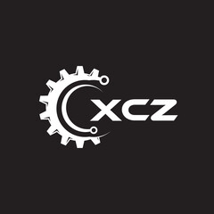 XCZ letter technology logo design on black background. XCZ creative initials letter IT logo concept. XCZ setting shape design.
