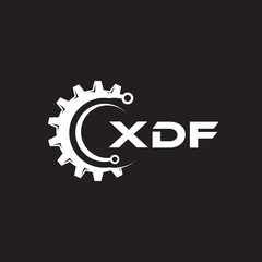 XDF letter technology logo design on black background. XDF creative initials letter IT logo concept. XDF setting shape design.
