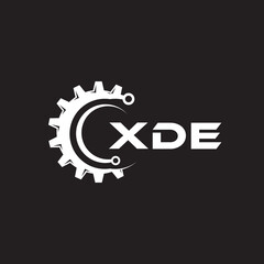 XDE letter technology logo design on black background. XDE creative initials letter IT logo concept. XDE setting shape design.
