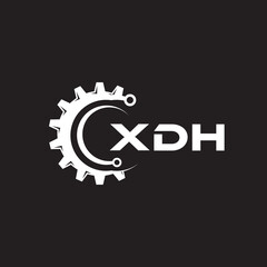 XDH letter technology logo design on black background. XDH creative initials letter IT logo concept. XDH setting shape design.
