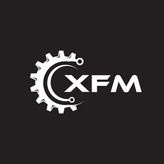 XFM letter technology logo design on black background. XFM creative initials letter IT logo concept. XFM setting shape design.
