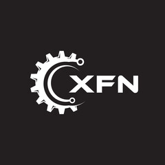 XFN letter technology logo design on black background. XFN creative initials letter IT logo concept. XFN setting shape design.
