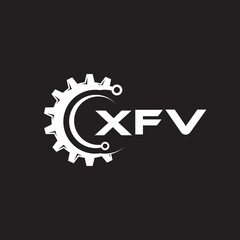 XFV letter technology logo design on black background. XFV creative initials letter IT logo concept. XFV setting shape design.
