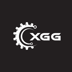 XGG letter technology logo design on black background. XGG creative initials letter IT logo concept. XGG setting shape design.
