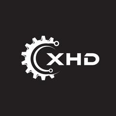 XHD letter technology logo design on black background. XHD creative initials letter IT logo concept. XHD setting shape design.
