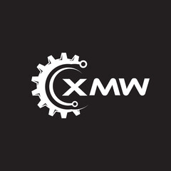 XMW letter technology logo design on black background. XMW creative initials letter IT logo concept. XMW setting shape design.
