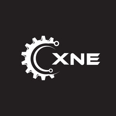 XNE letter technology logo design on black background. XNE creative initials letter IT logo concept. XNE setting shape design.
