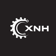 XNH letter technology logo design on black background. XNH creative initials letter IT logo concept. XNH setting shape design.
