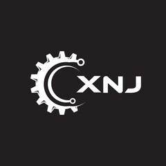 XNJ letter technology logo design on black background. XNJ creative initials letter IT logo concept. XNJ setting shape design.
