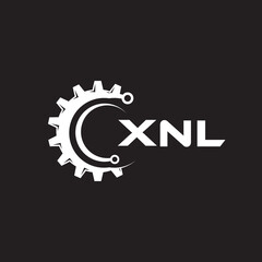 XNL letter technology logo design on black background. XNL creative initials letter IT logo concept. XNL setting shape design.
