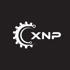 XNP letter technology logo design on black background. XNP creative initials letter IT logo concept. XNP setting shape design.
