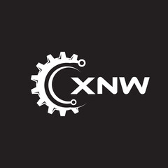 XNW letter technology logo design on black background. XNW creative initials letter IT logo concept. XNW setting shape design.
