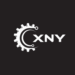 XNY letter technology logo design on black background. XNY creative initials letter IT logo concept. XNY setting shape design.
