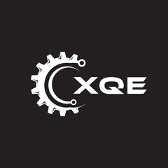 XQE letter technology logo design on black background. XQE creative initials letter IT logo concept. XQE setting shape design.
