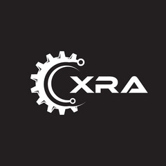 XRA letter technology logo design on black background. XRA creative initials letter IT logo concept. XRA setting shape design.
