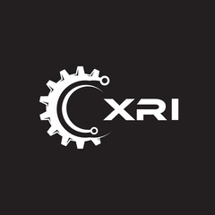 XRI letter technology logo design on black background. XRI creative initials letter IT logo concept. XRI setting shape design.
