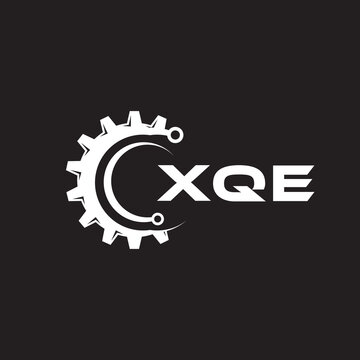XQE letter technology logo design on black background. XQE creative initials letter IT logo concept. XQE setting shape design.
