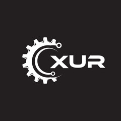 XUR letter technology logo design on black background. XUR creative initials letter IT logo concept. XUR setting shape design.
