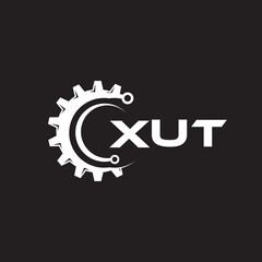 XUT letter technology logo design on black background. XUT creative initials letter IT logo concept. XUT setting shape design.
