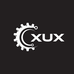 XUX letter technology logo design on black background. XUX creative initials letter IT logo concept. XUX setting shape design.
