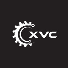 XVC letter technology logo design on black background. XVC creative initials letter IT logo concept. XVC setting shape design.
